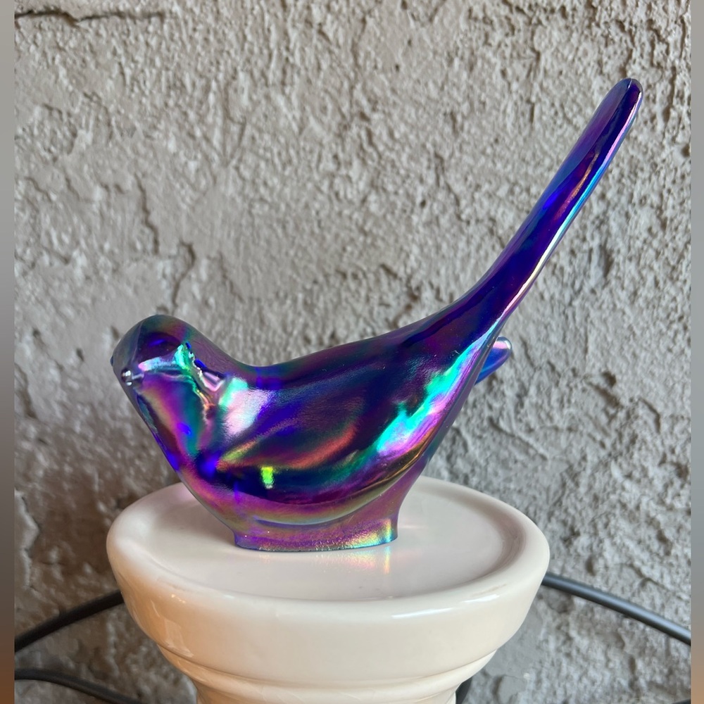 Iridescent Blue Bird Figurine